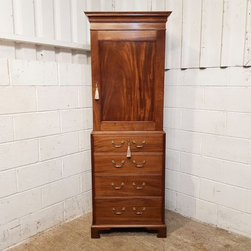 Antique Regency Mahogany Tall Narrow Linen Clothes Press C1820