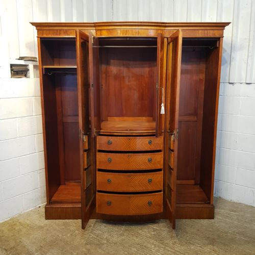 fig 2. ANTIQUE VICTORIAN SATINWOOD TRIPLE WARDROBE COMPACTUM C1880
