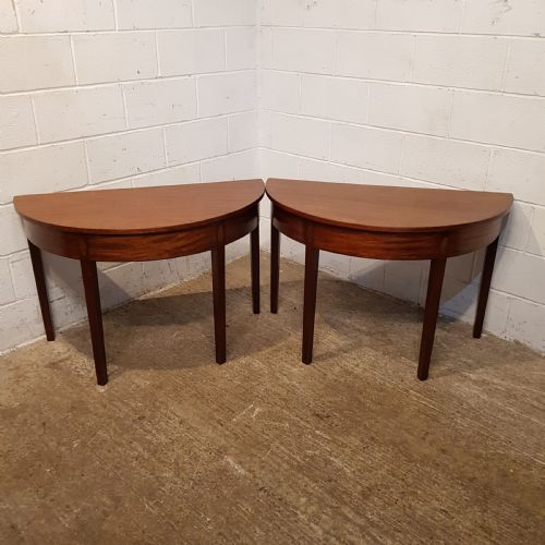 fig 2. ANTIQUE PAIR 18TH CENTURY MAHOGANY DEMI LUNE TABLES C1780