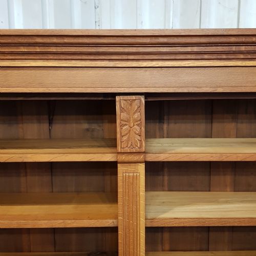 fig 2. ANTIQUE LARGE ARTS & CRAFTS GOLDEN OAK OPEN BOOKCASE C1900