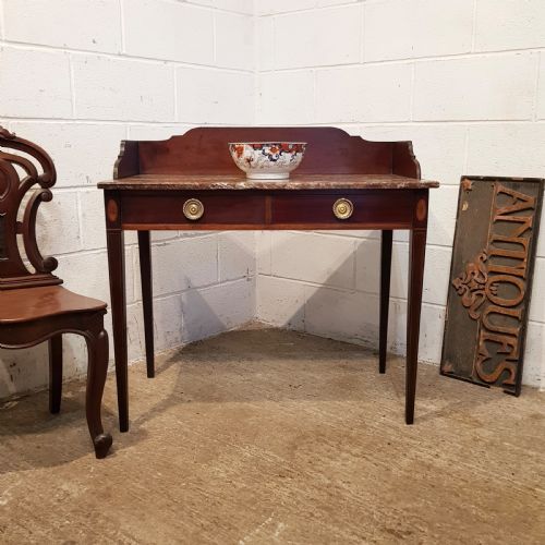 Antique Regency Inlaid Mahogany & Marble Topped Wash Stand C1820