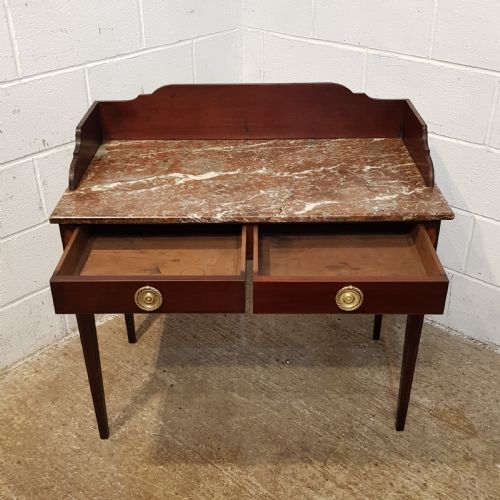 fig 1. ANTIQUE REGENCY INLAID MAHOGANY & MARBLE TOPPED WASH STAND C1820