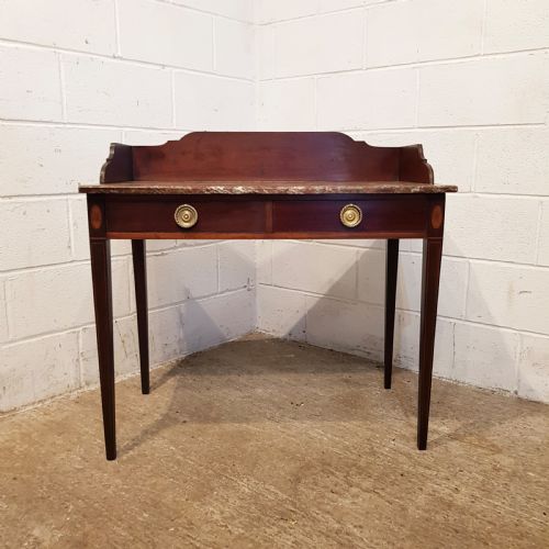 fig 2. ANTIQUE REGENCY INLAID MAHOGANY & MARBLE TOPPED WASH STAND C1820