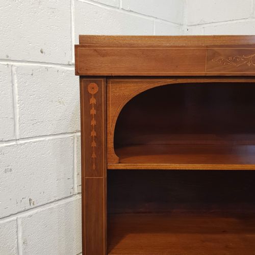 fig 2. ANTIQUE EDWARDIAN MAHOGANY INLAID OPEN BOOKCASE C1900