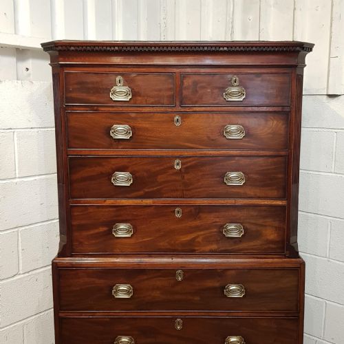 fig 1. ANTIQUE 18TH CENTURY MAHOGANY CHEST ON CHEST. C1780