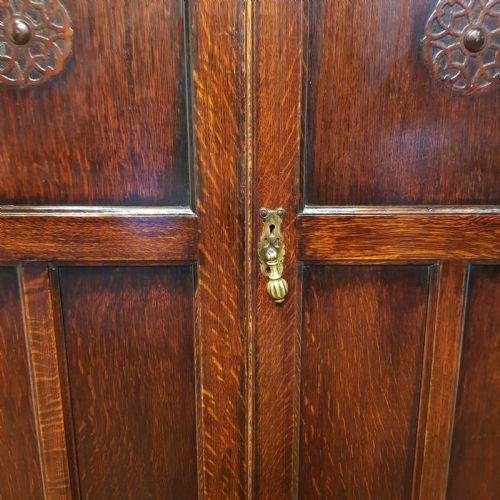 fig 1. ANTIQUE SMALL CARVED OAK WARDROBE C1920