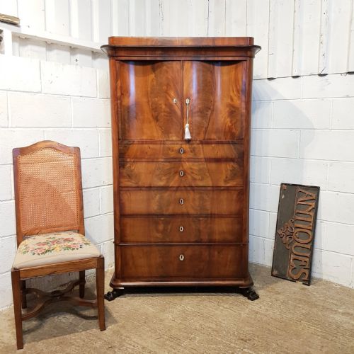 Antique Biedermeier  Mahogany Cabinet on Chest of Drawers C1840
