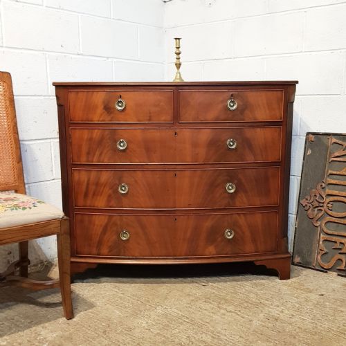 Antique Victorian Mahogany Bow Front Chest of Drawers C1880