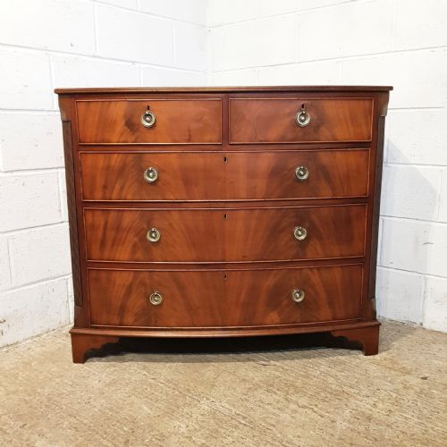 fig 1. ANTIQUE VICTORIAN MAHOGANY BOW FRONT CHEST OF DRAWERS C1880