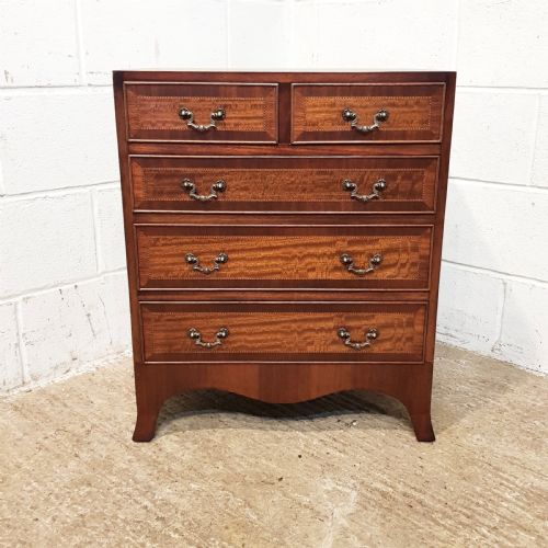 fig 1. ANTIQUE MAHOGANY SWARF CHEST OF DRAWERS C1920
