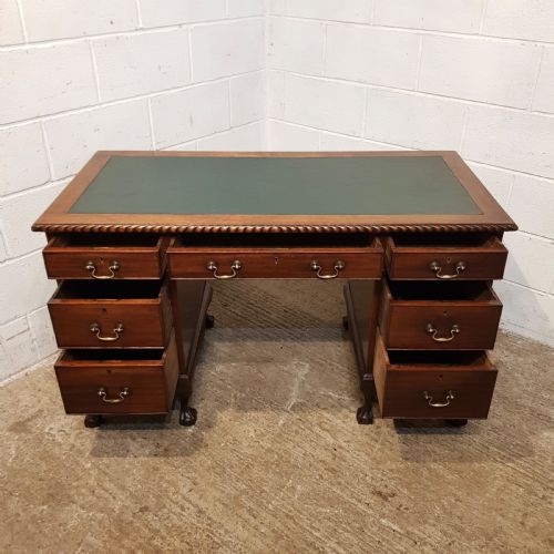 ANTIQUE EDWARDIAN MAHOGANY TWIN PEDESTAL LEATHER TOPPED DESK C1900 - ADDITIONAL PHOTO 6
