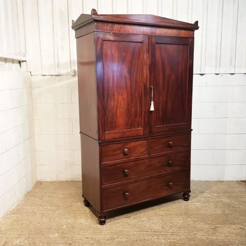 fig 2. ANTIQUE WILLIAM 1V MAHOGANY LINEN PRESS C1830
