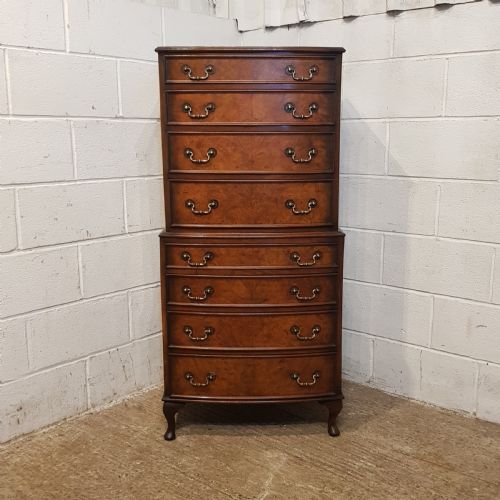 fig 2. ANTIQUE BURR WALNUT CHEST ON CHEST C1920