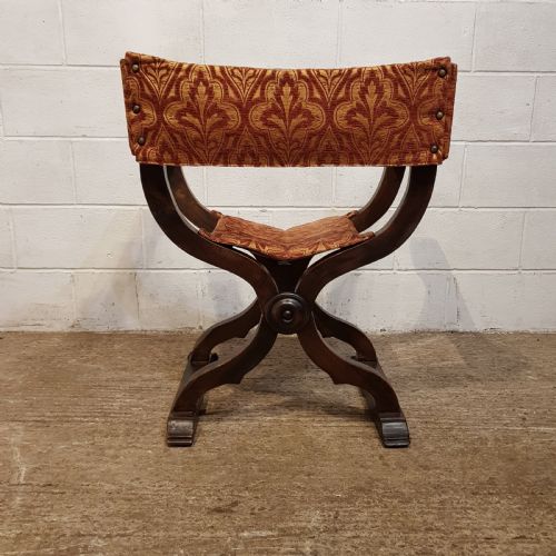 fig 1. ANTIQUE 19TH CENTURY SPANISH CARVED WALNUT FOLDING X FRAMED CHAIR C1890