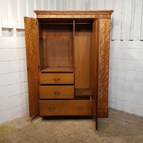 fig 2. ANTIQUE VICTORIAN SATINWOOD DOUBLE WARDROBE C1880