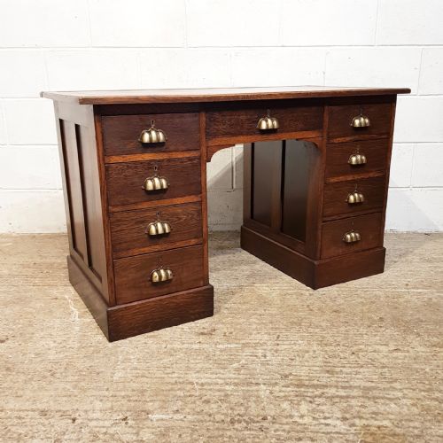 ANTIQUE VICTORIAN OAK TWIN PEDESTAL DESK C1890 - ADDITIONAL PHOTO 1