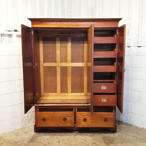 fig 2. ANTIQUE EDWARDIAN INLAID SMALL MAHOGANY TRIPLE WARDROBE C1900