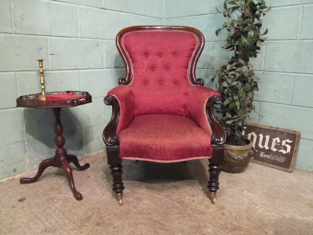 Antique Victorian Mahogany Spoon Back Armchair c1880