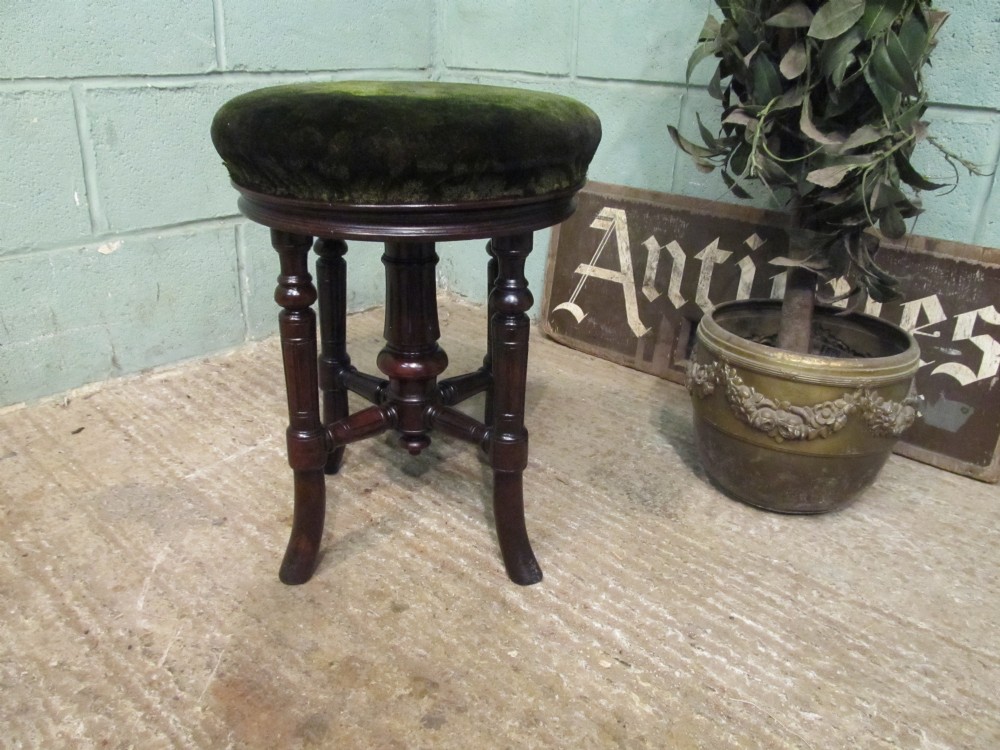 Antique Victorian Mahogany Adjustable Piano Stool c1880