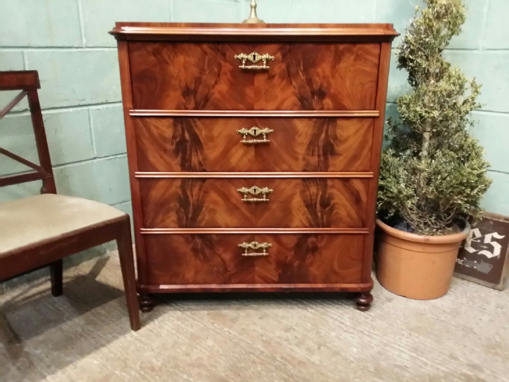 ANTIQUE MAHOGANY BEIDERMEIER SECRETAIRE CHEST OF DRAWERS C1860