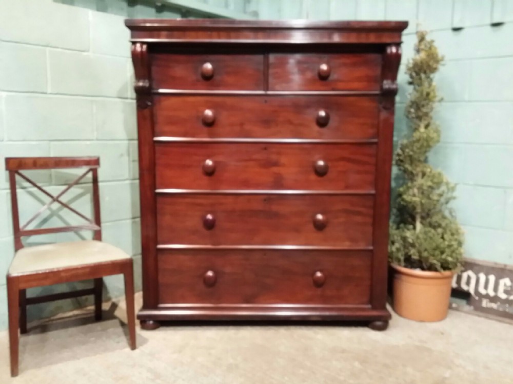 ANTIQUE VICTORIAN LARGE MAHIGANY CHEST OF DRAWERS C1880