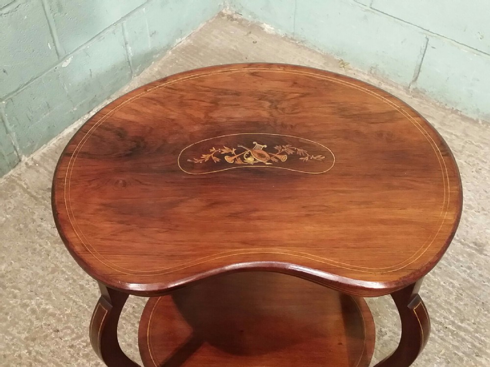 ANTIQUE EDWARDIAN INLAID ROSEWOOD OCCASIONAL TABLE C1900
