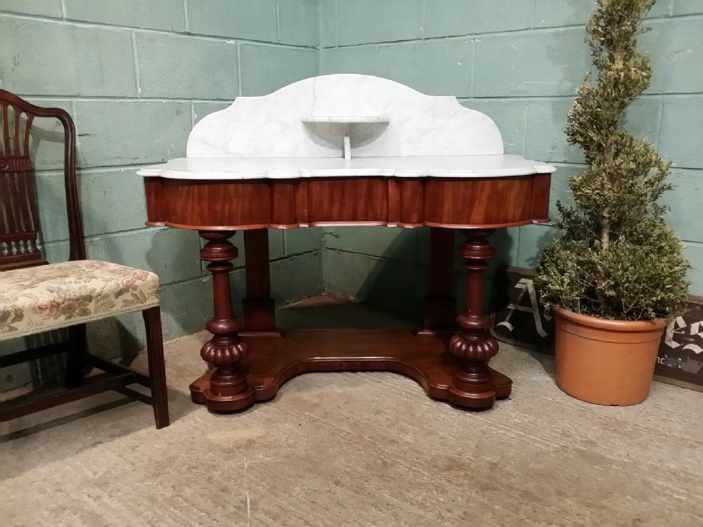 ANTIQUE VICTORIAN MAHOGANY MARBLE TOP DUCHESS WASHSTAND C1860