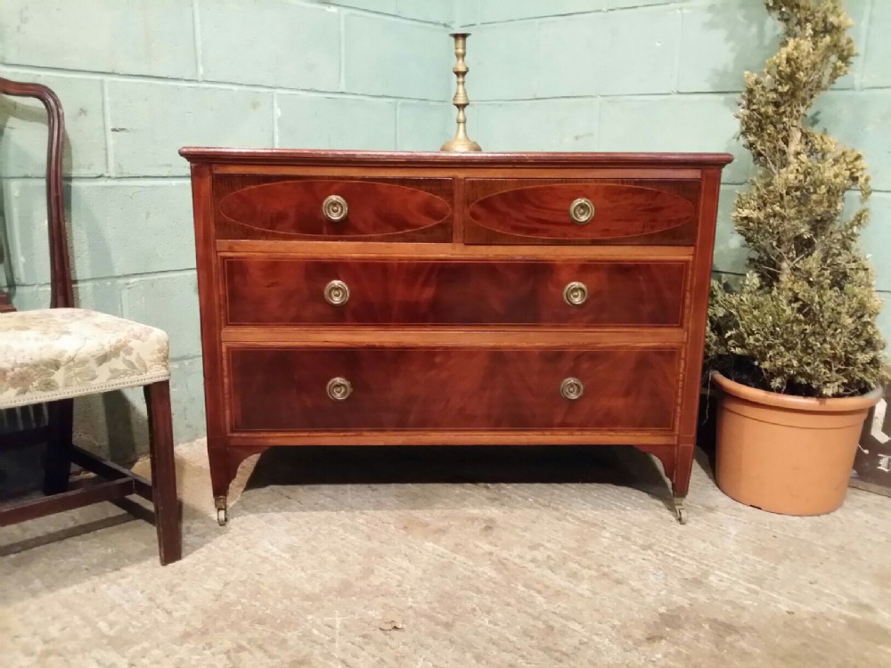 ANTIQUE EDWARDIAN FLAMED MAHOGANY CHEST OF DRAWERS BY MAPLES & CO C1900