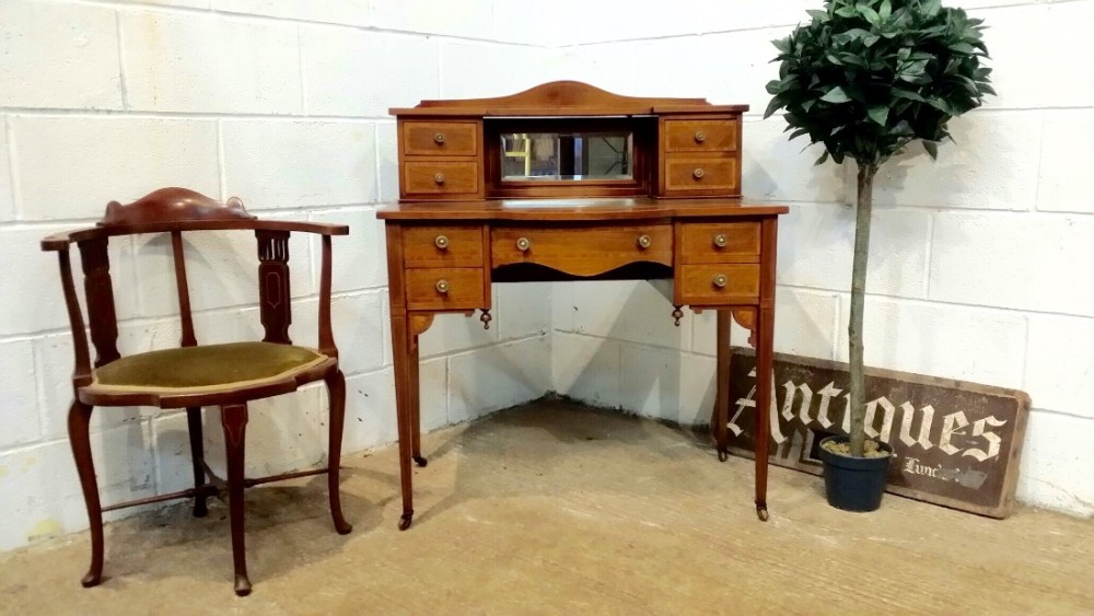 ANTIQUE EDWARDIAN MAHOGANY LADIES BON HEURE DU JOUR DESK C1900