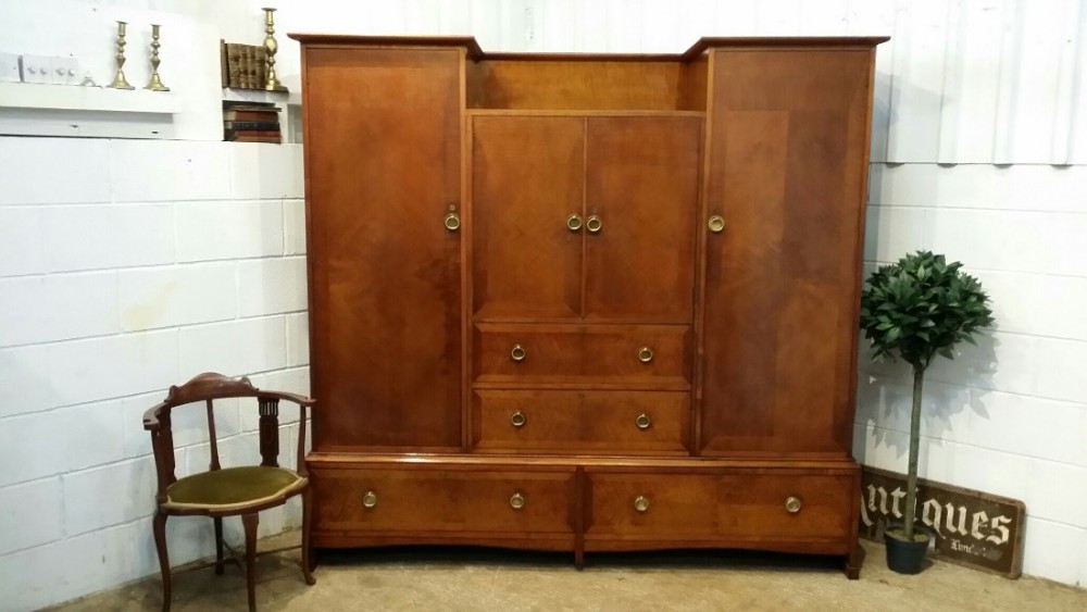ANTIQUE MAHOGANY TRIPLE WARDROBE BY LIBERTY & CO C1910