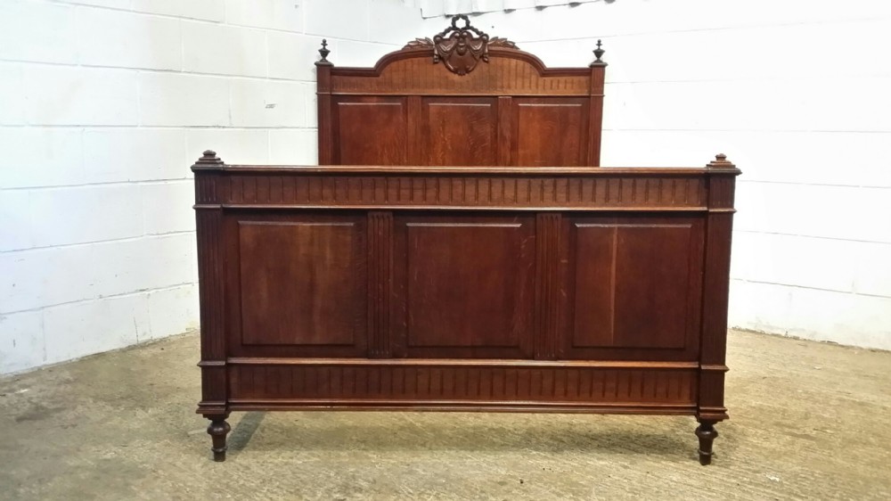 ANTIQUE 19TH CENTURY FRENCH NAPOLEON 111 OAK DOUBLE BED C1870
