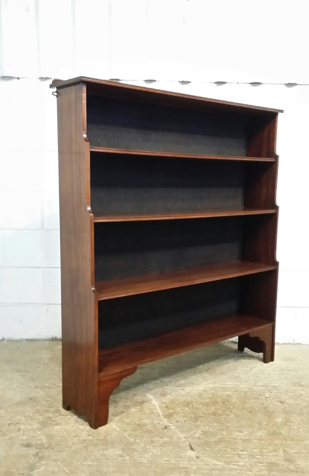 ANTIQUE EDWARDIAN MAHOGANY WATERFALL OPEN BOOKCASE C1900