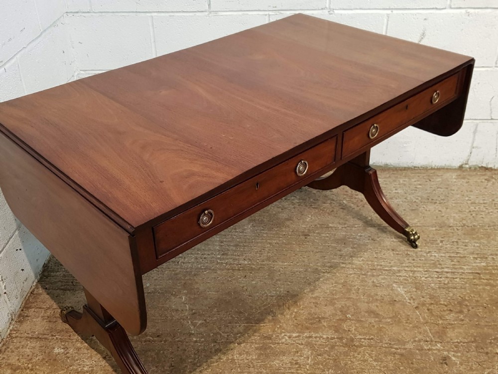 ANTIQUE REGENCY MAHOGANY DROP LEAF SOFA SIDE TABLE C1820 View III