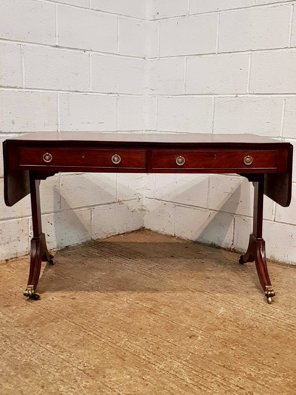 ANTIQUE REGENCY MAHOGANY DROP LEAF SOFA SIDE TABLE C1820 View IV