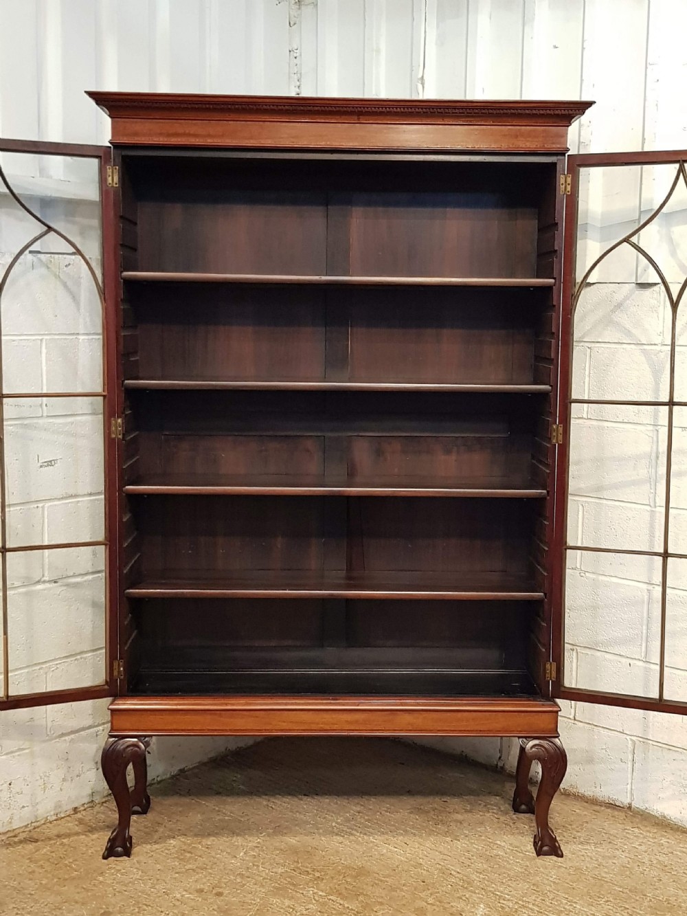 ANTIQUE REGENCY TALL MAHOGANY GLAZED BOOKCASE C1820 View III