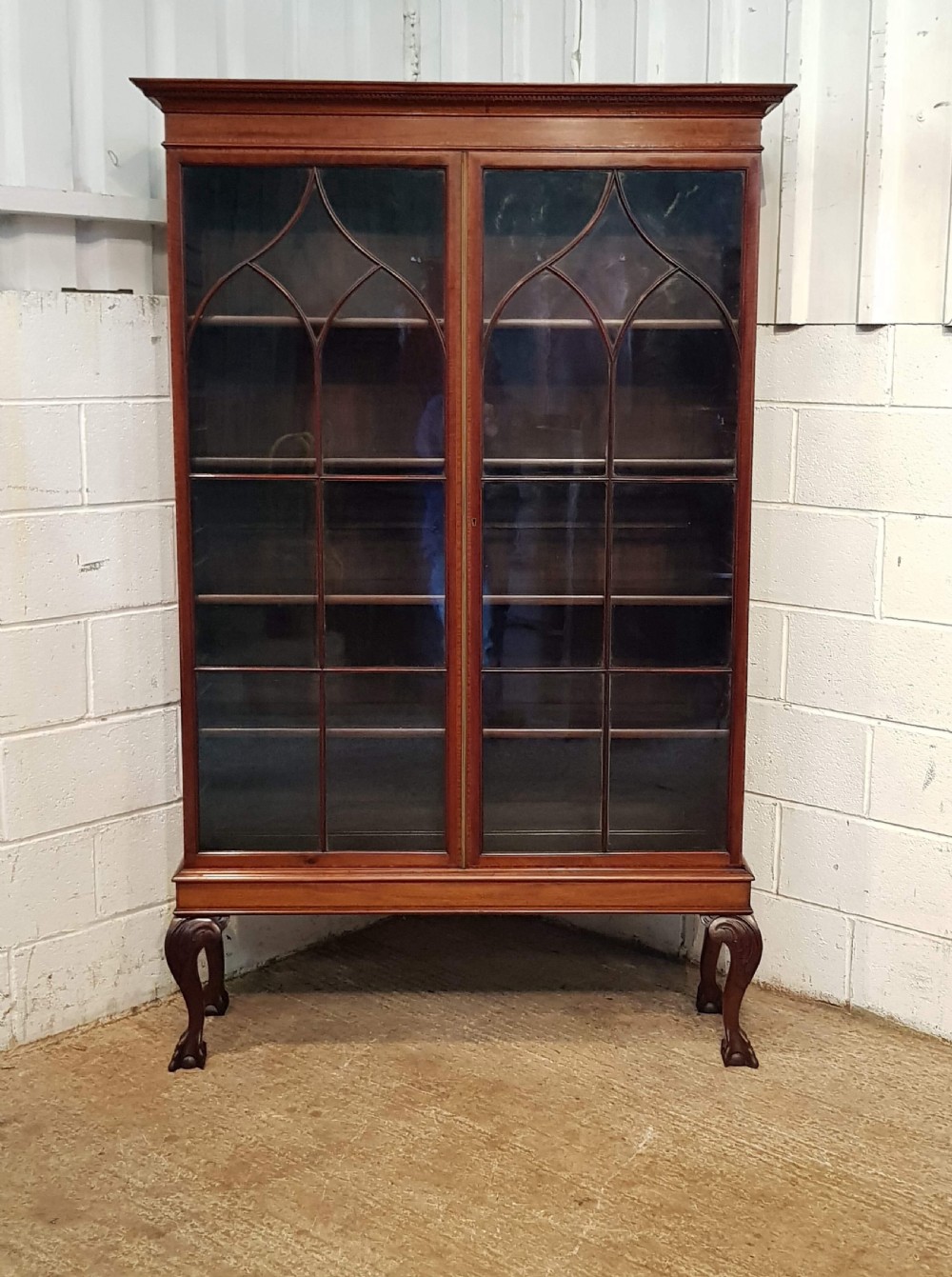 ANTIQUE REGENCY TALL MAHOGANY GLAZED BOOKCASE C1820 View V