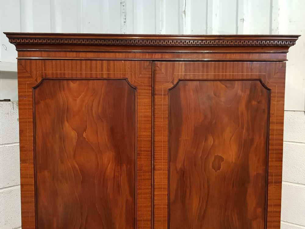 ANTIQUE EDWARDIAN REGENCY MAHOGANY DOUBLE WARDROBE C1900 View V