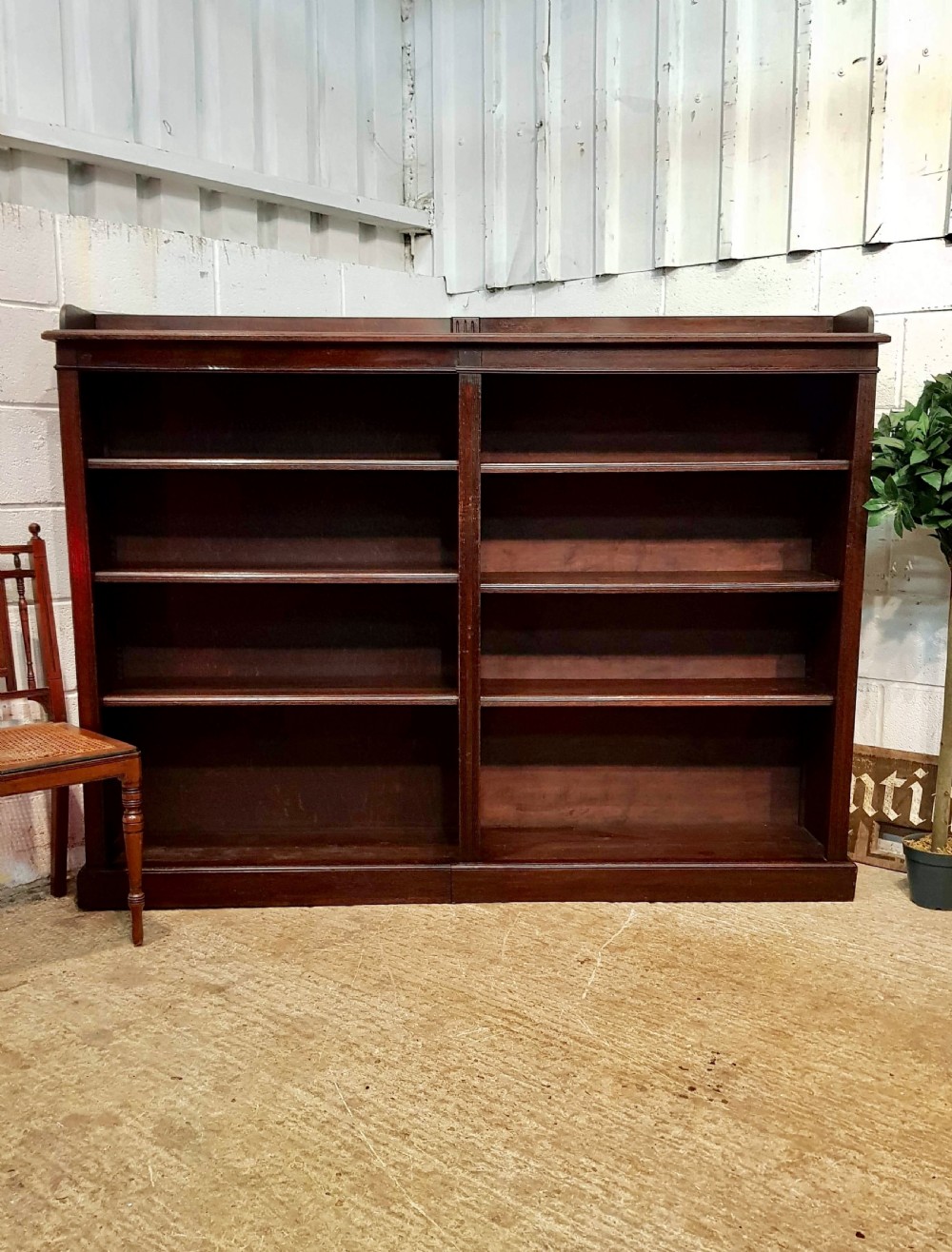 ANTIQUE VICTORIAN OAK OPEN BOOKCASE C1880