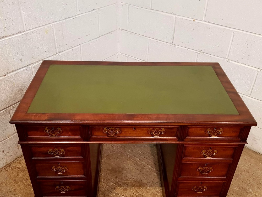 ANTIQUE LATE VICTORIAN MAHOGANY TWIN PEDESTAL DESK C1890 View V