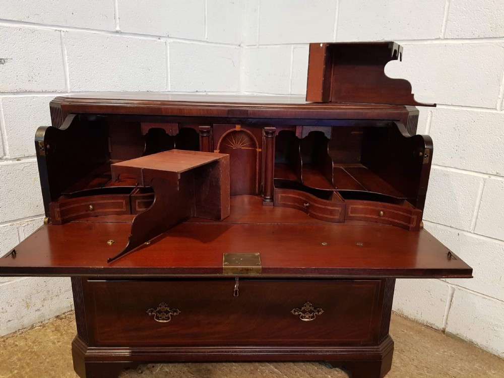 ANTIQUE REGENCY MAHOGANY SECRETAIRE CHEST WITH SECRET DRAWERS C1820 View V