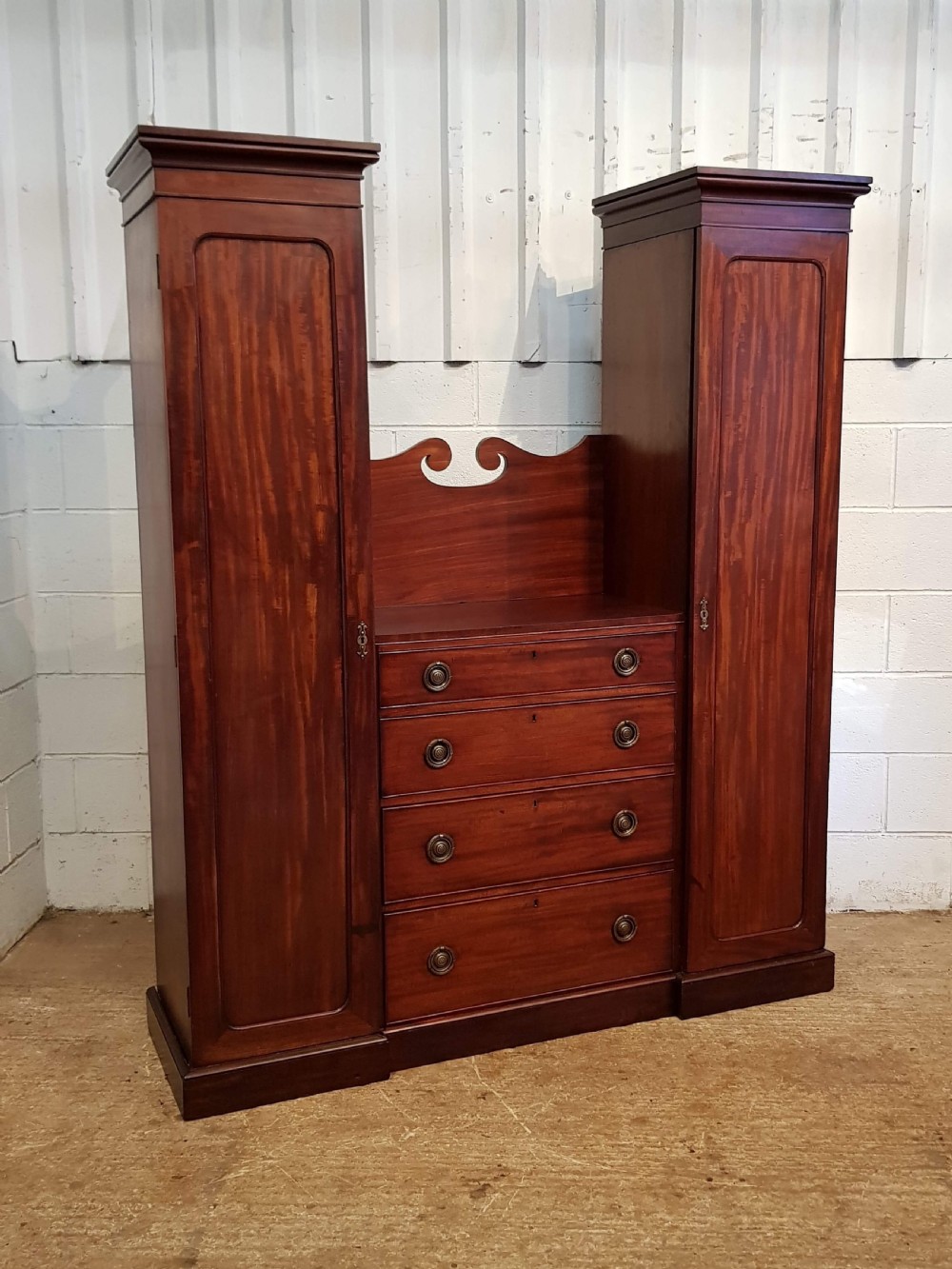 ANTIQUE VICTORIAN MAHOGANY DWARF SENTRY BOX WARDROBE C1880 View IV
