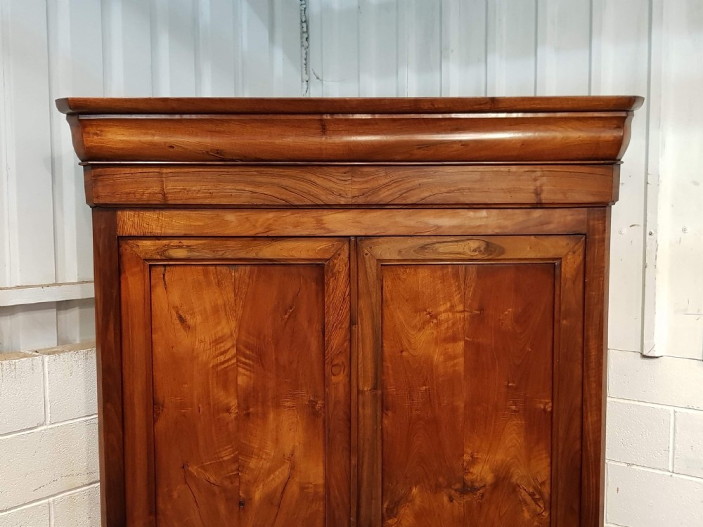 ANTIQUE LARGE FRENCH PROVINCIAL FRUITWOOD ARMOIRE WARDROBE WITH SECRET DRAWER C1860 View IV