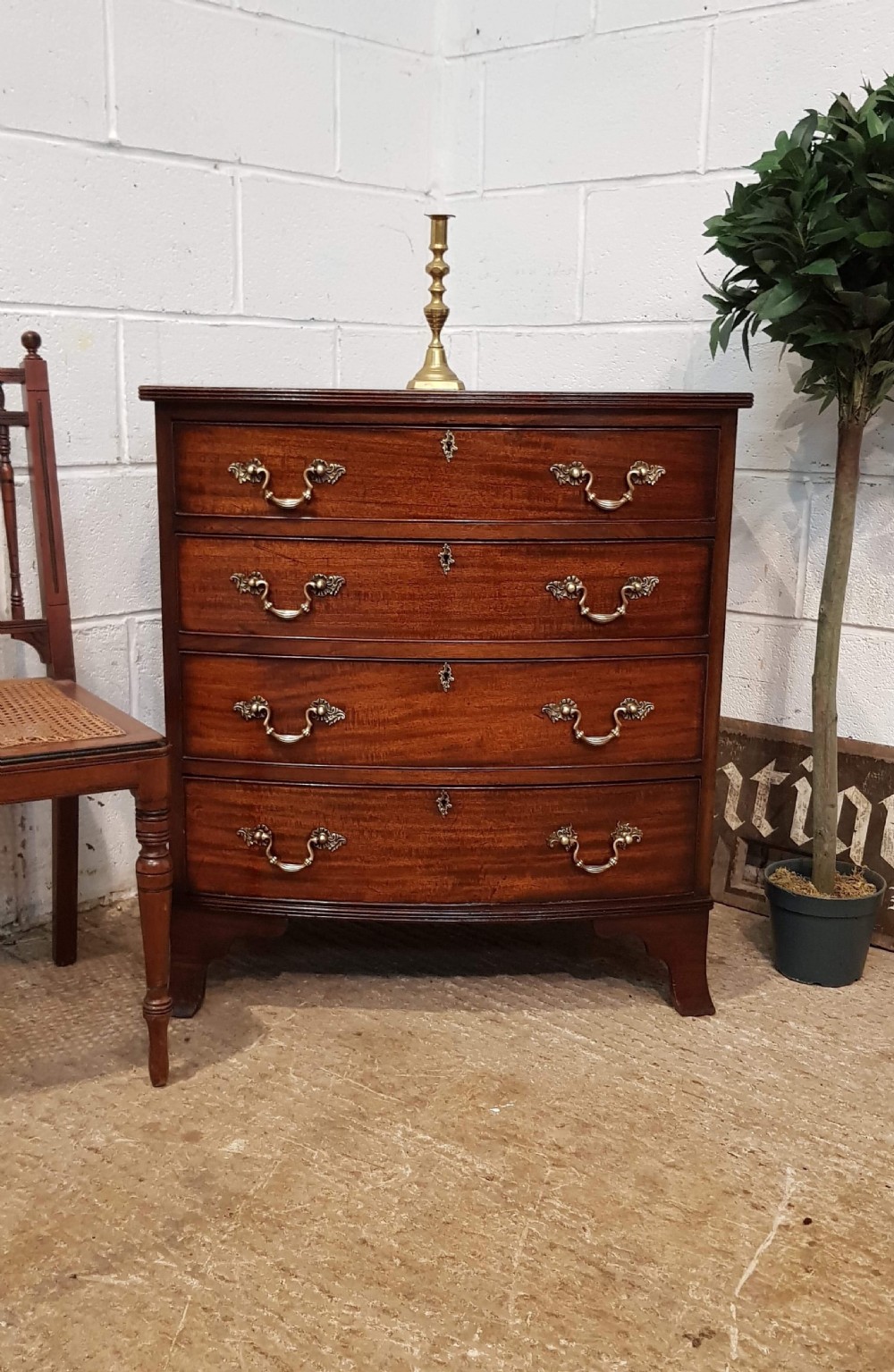 ANTIQUE EDWARDIAN MAHOGANY BOW FRONT DWARF CHEST OF DRAWERS C1900 View V