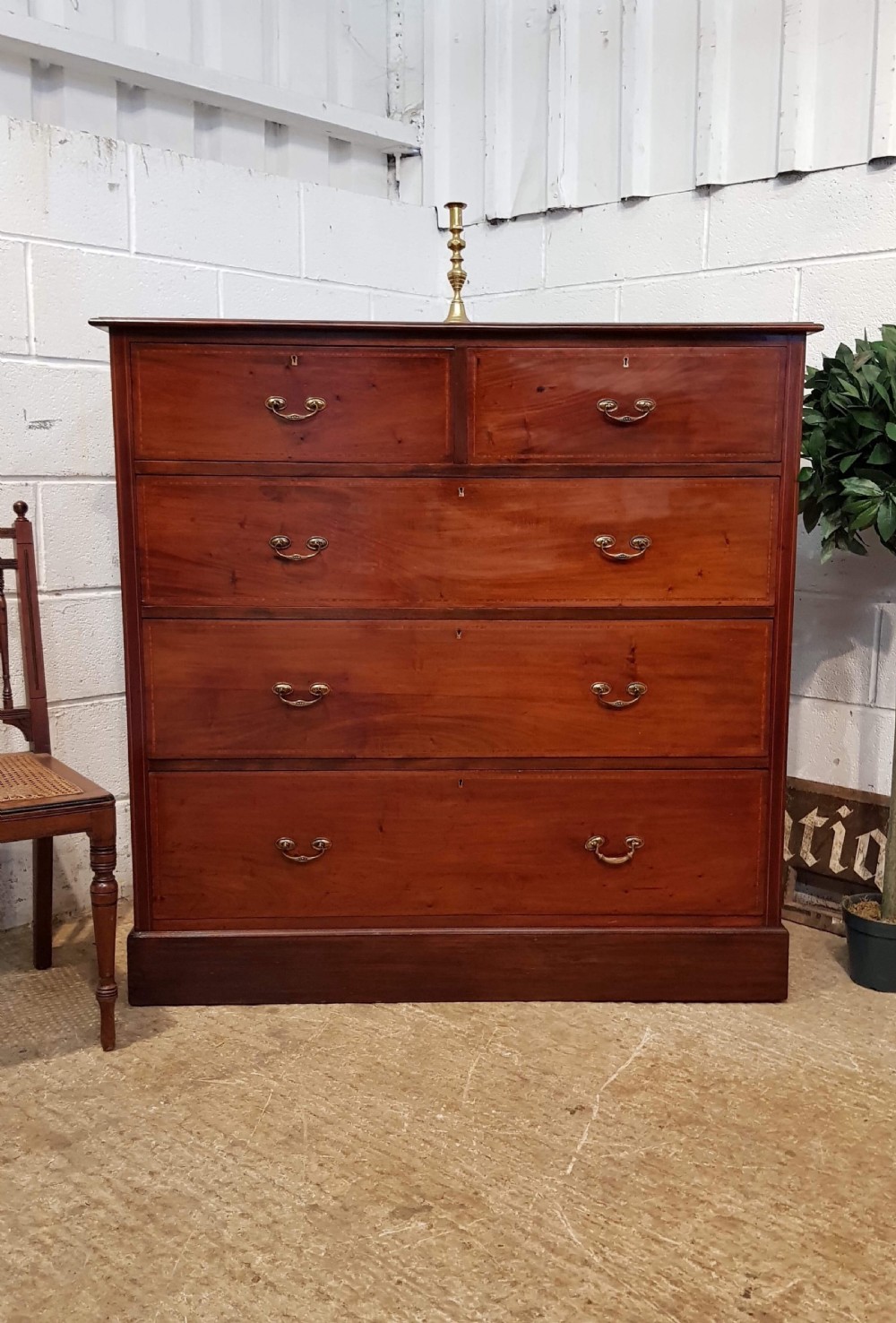 ANTIQUE LARGE EDWARDIAN MAHOGANY CHEST OF DRAWERS C1900