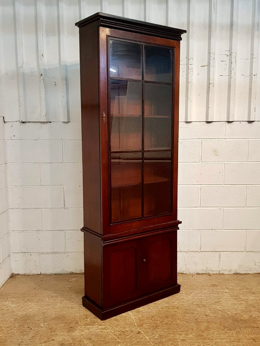 ANTIQUE VICTORIAN TALL NARROW MAHOGANY BOOKCASE C1880 View II