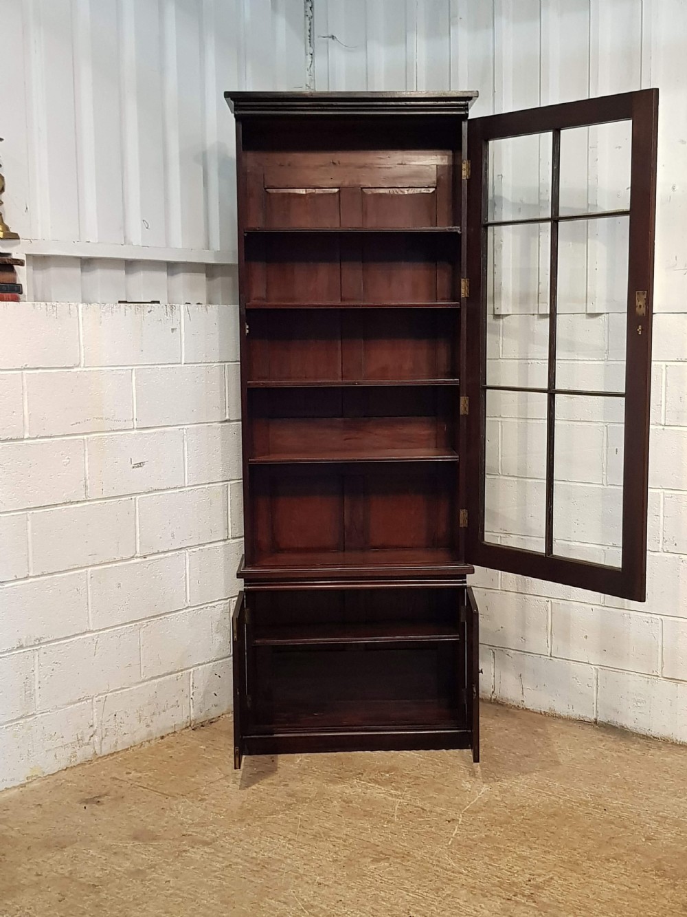 ANTIQUE VICTORIAN TALL NARROW MAHOGANY BOOKCASE C1880 View III