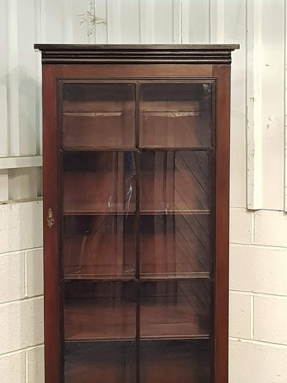 ANTIQUE VICTORIAN TALL NARROW MAHOGANY BOOKCASE C1880 View IV