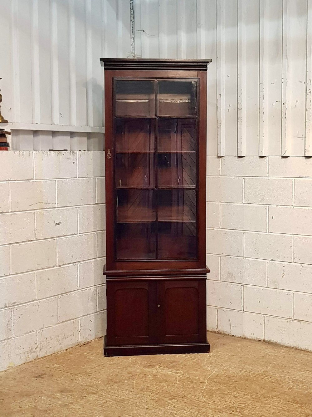 ANTIQUE VICTORIAN TALL NARROW MAHOGANY BOOKCASE C1880 View V