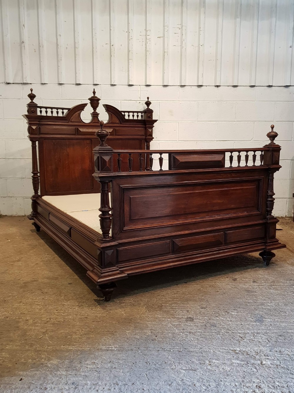 ANTIQUE FRENCH NAPOLEON 111 OAK DOUBLE BED C1880 View II