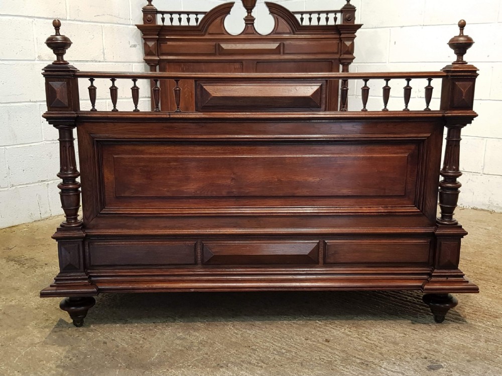 ANTIQUE FRENCH NAPOLEON 111 OAK DOUBLE BED C1880 View V